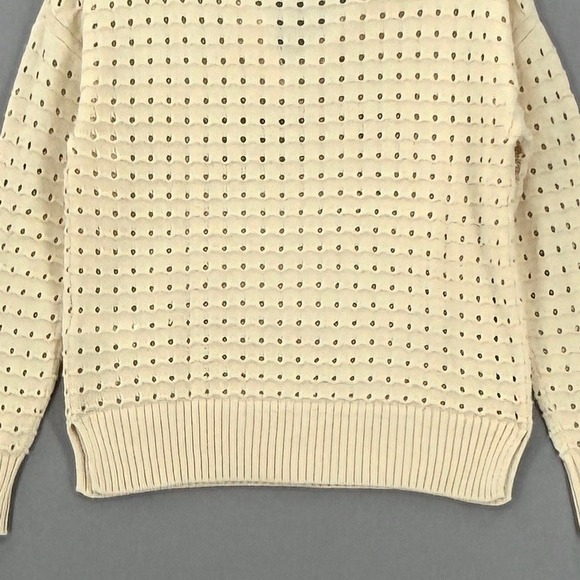 JOIE Open Knit Polo Collar Sweater Womens XS Cream Long Sleeve Knit NEW - Picture 8 of 11